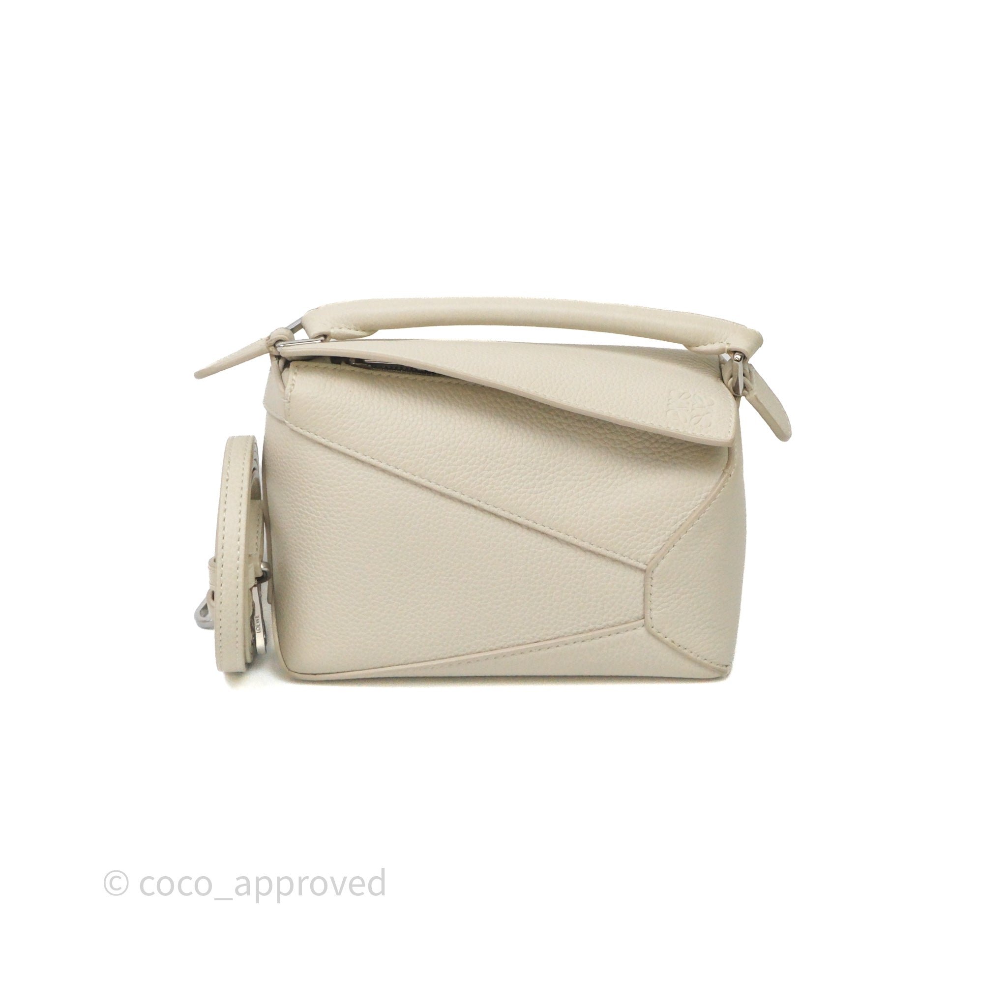 Loewe Mini Puzzle Bag White Calfskin Silver Hardware