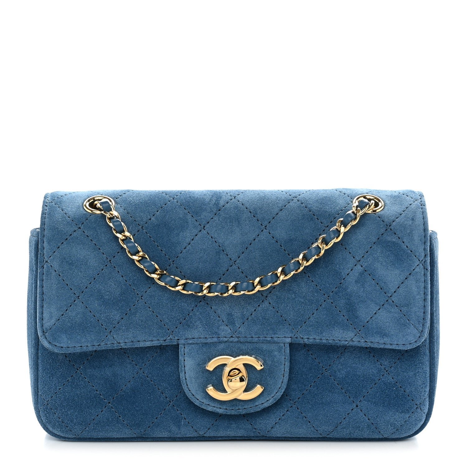Chanel Suede Calfskin Mini Souplissimo Flap Blue