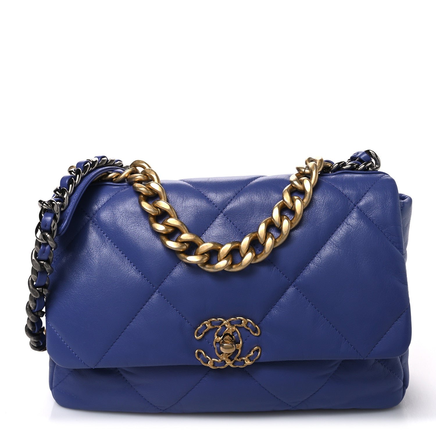 Chanel Lambskin Quilted Large Chanel 19 Flap Purple