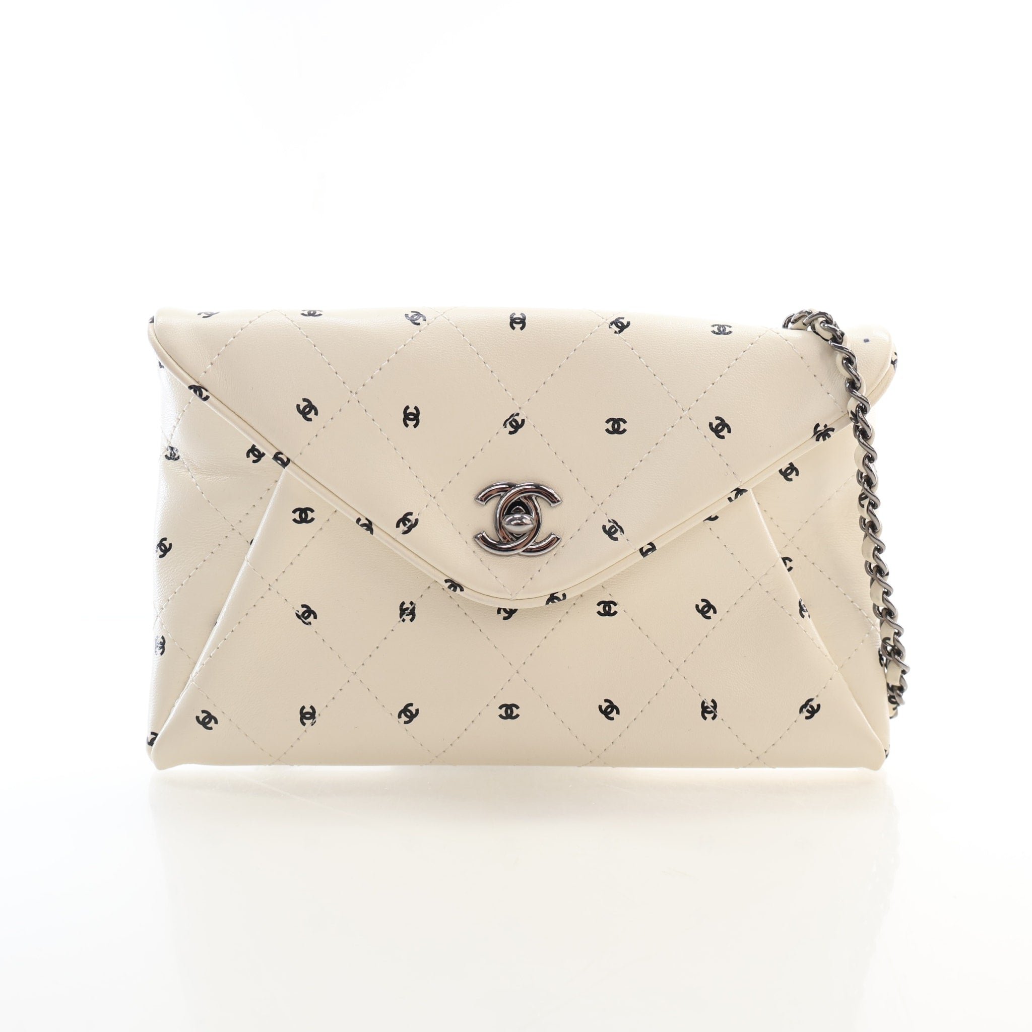 Chanel Lambskin Envelope Clutch With Chain