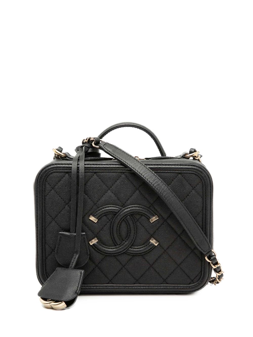 2019 Medium Caviar CC Filigree Vanity Case satchel