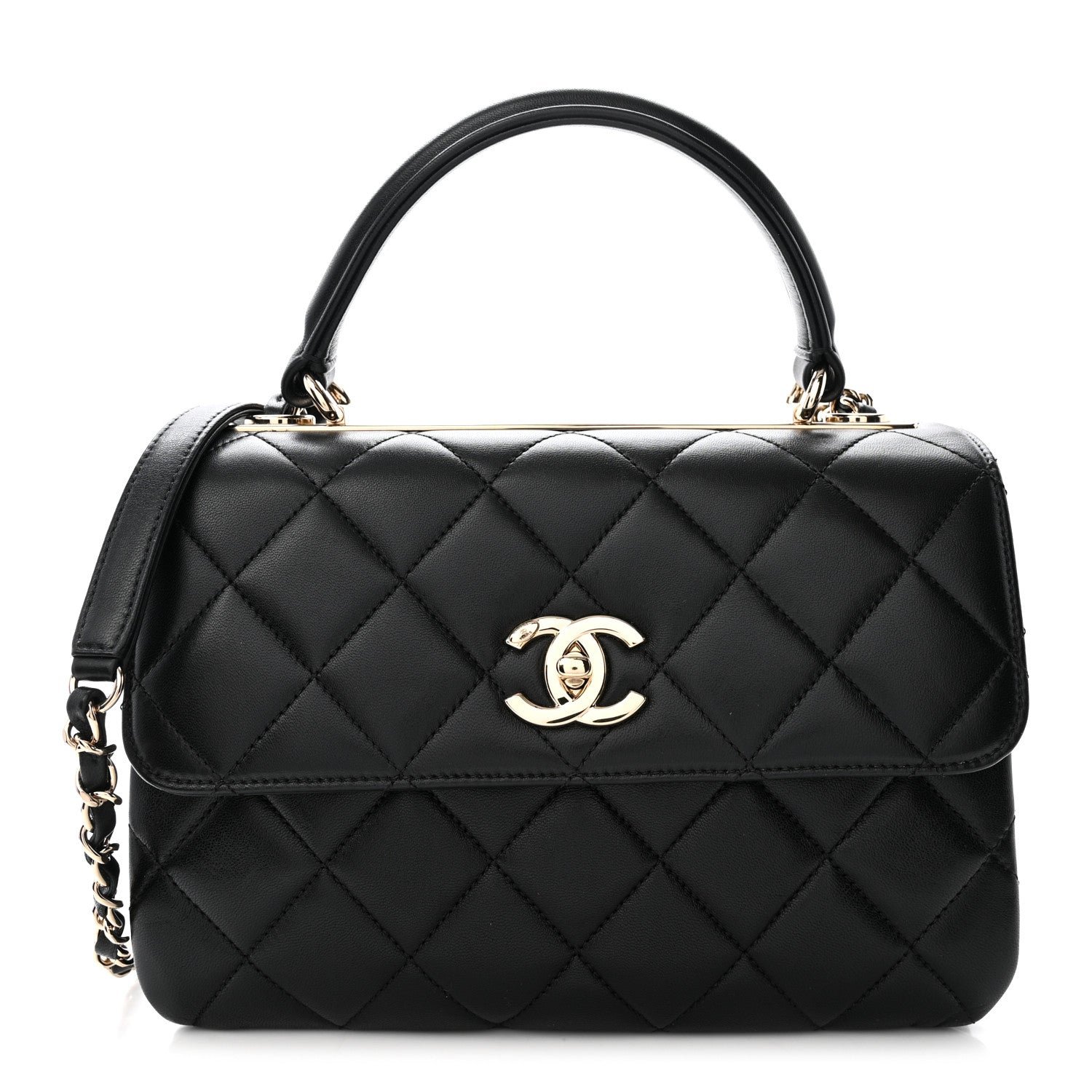Chanel Chanel Lambskin Quilted Small Trendy CC Dual Handle Flap Bag Black
