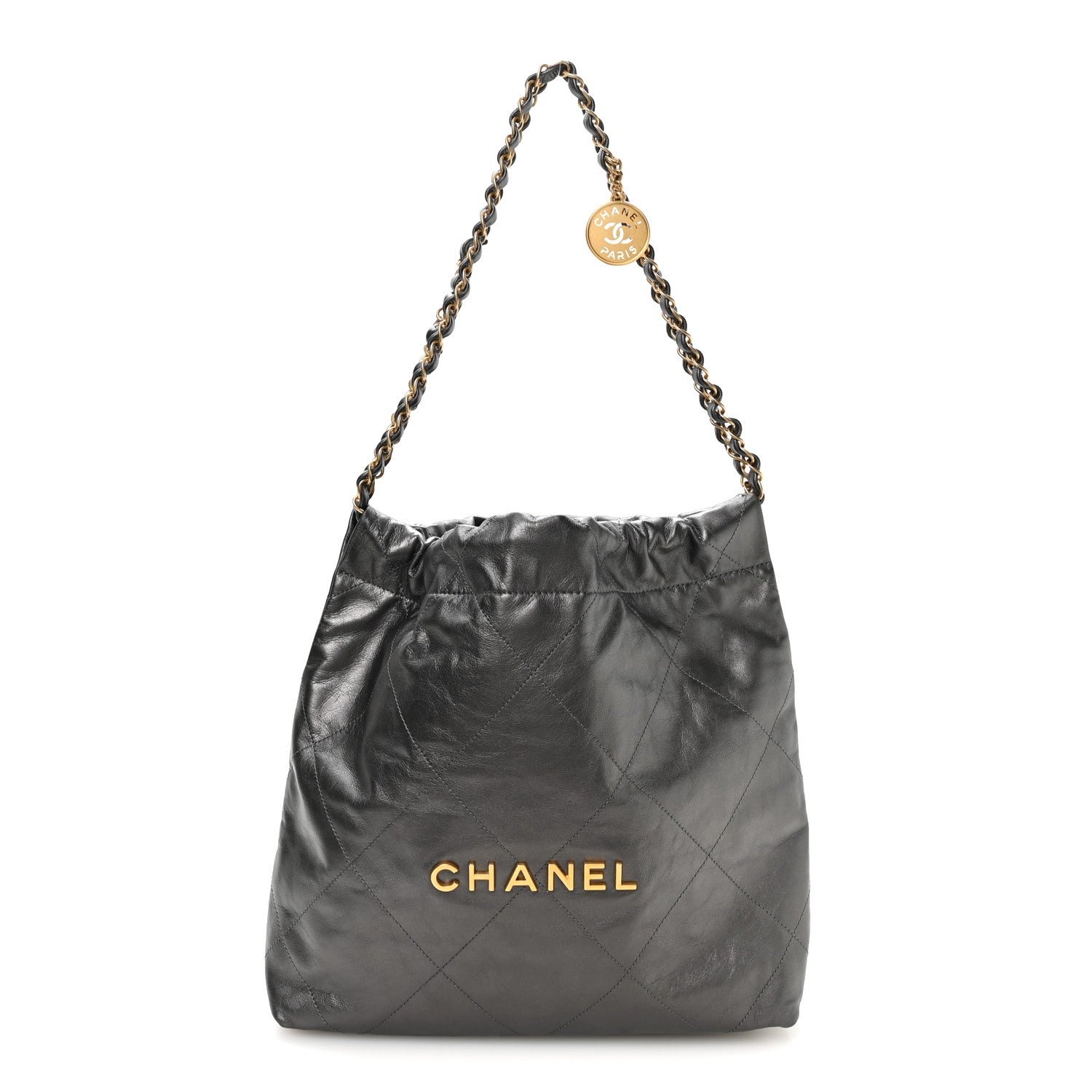 Metallic Calfskin Quilted Small Chanel 22 Ruthenium