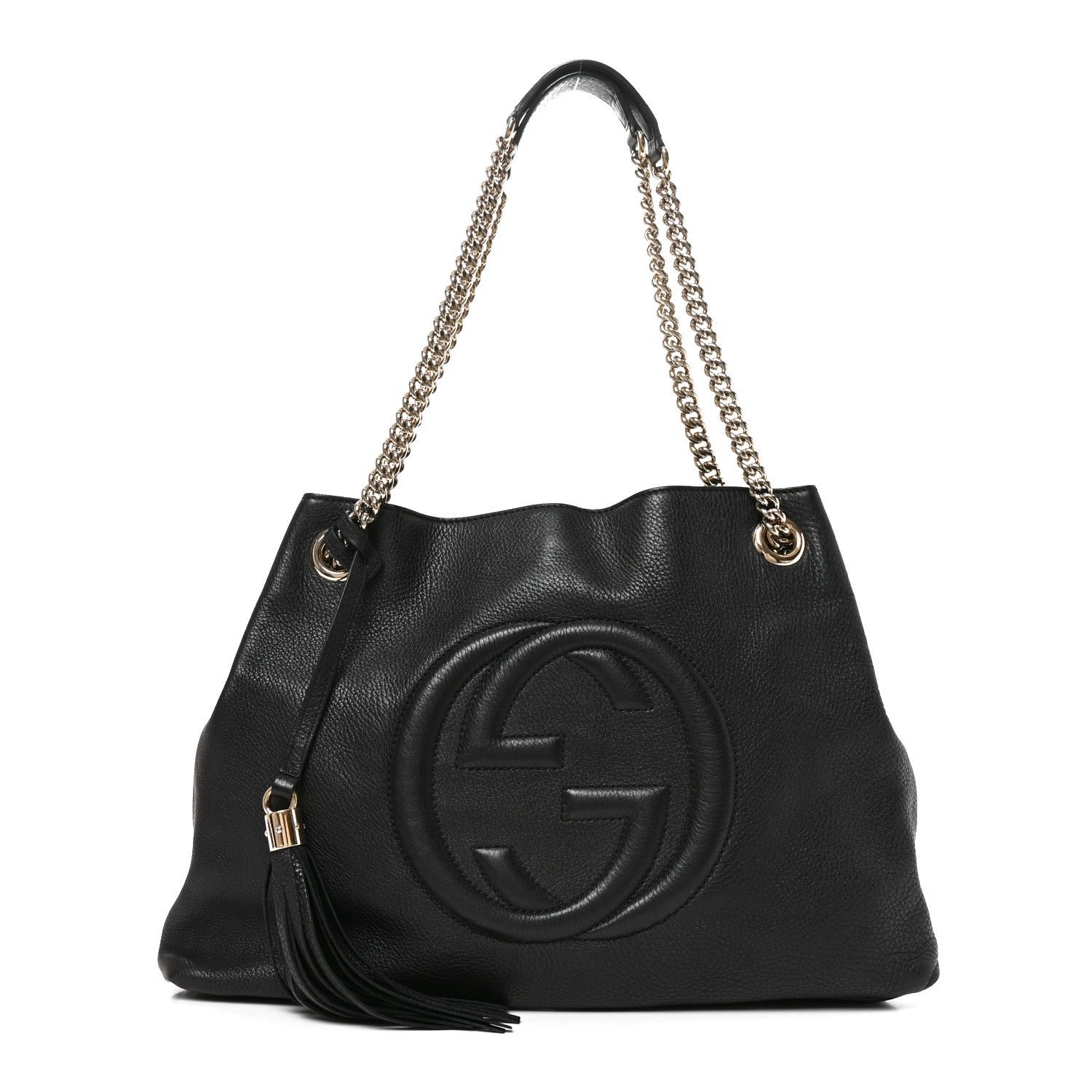 Gucci Pebbled Calfskin Medium Soho Chain Shoulder Bag Black