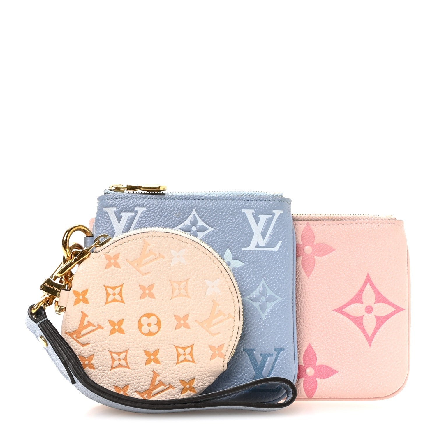 Louis Vuitton Empreinte Monogram Giant By The Pool Trio Pouch Rosebud Summer Blue Cream Saffron