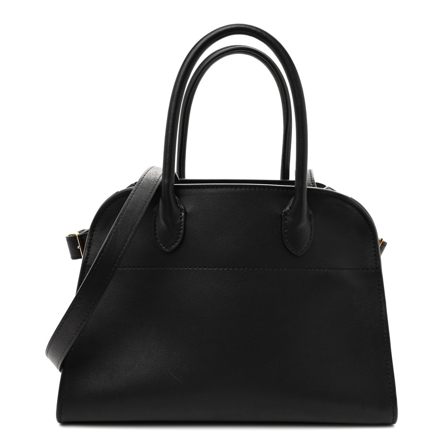 The Row Polished Saddle Calfskin Soft Margaux 10 Bag Black