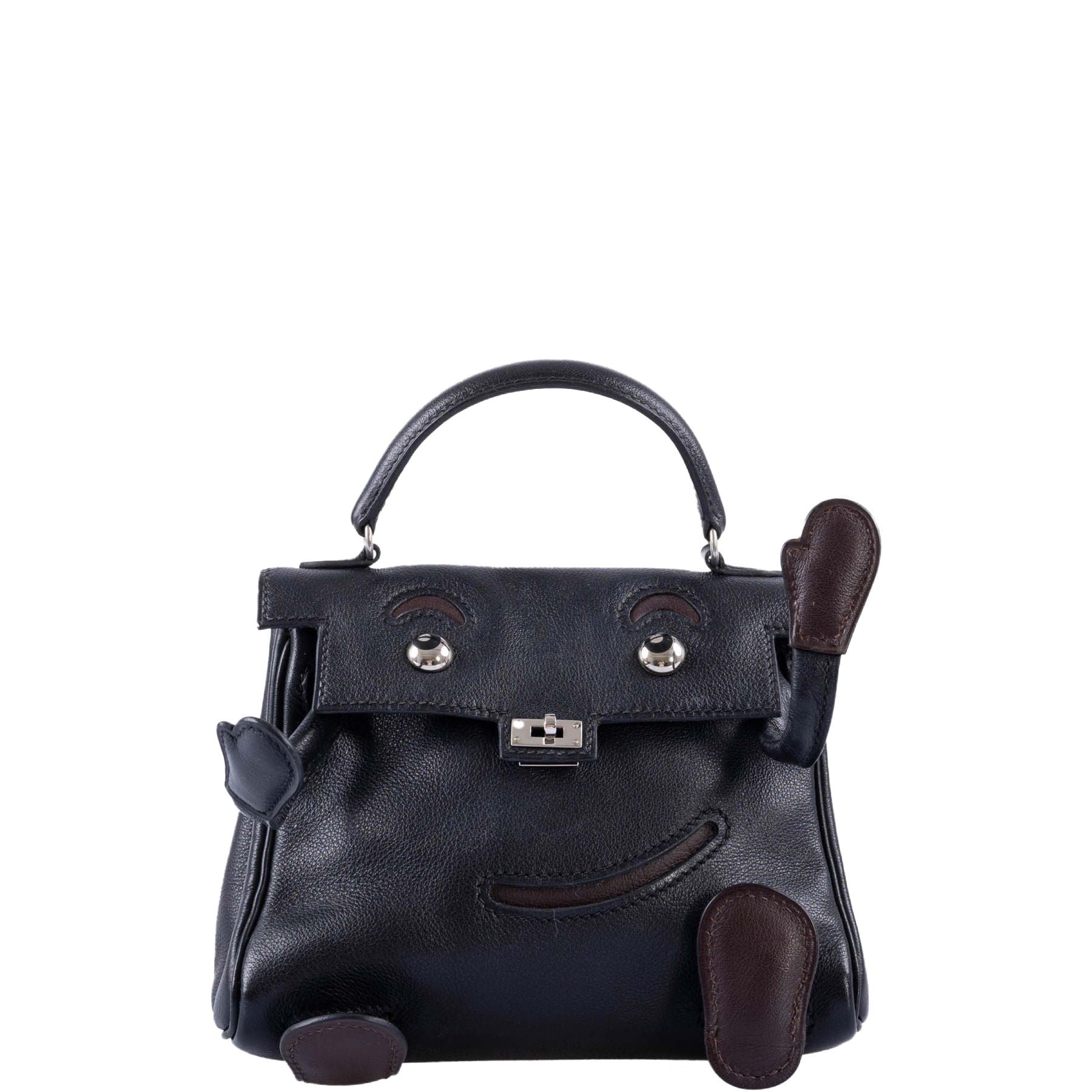 Hermes Hermès Kelly Doll Quelle Idole Noir Gulliver Palladium Hardware