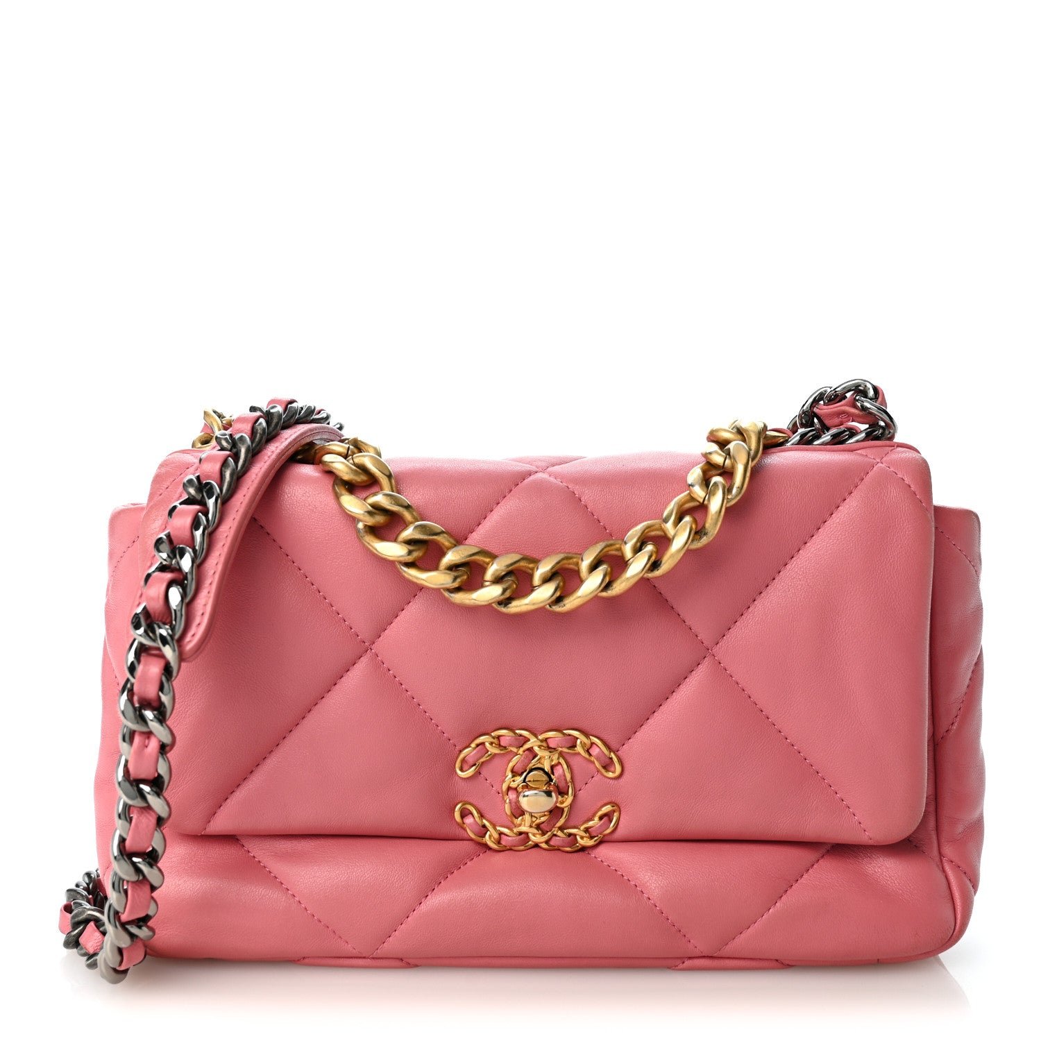 Chanel Lambskin Quilted Medium Chanel 19 Flap Pink