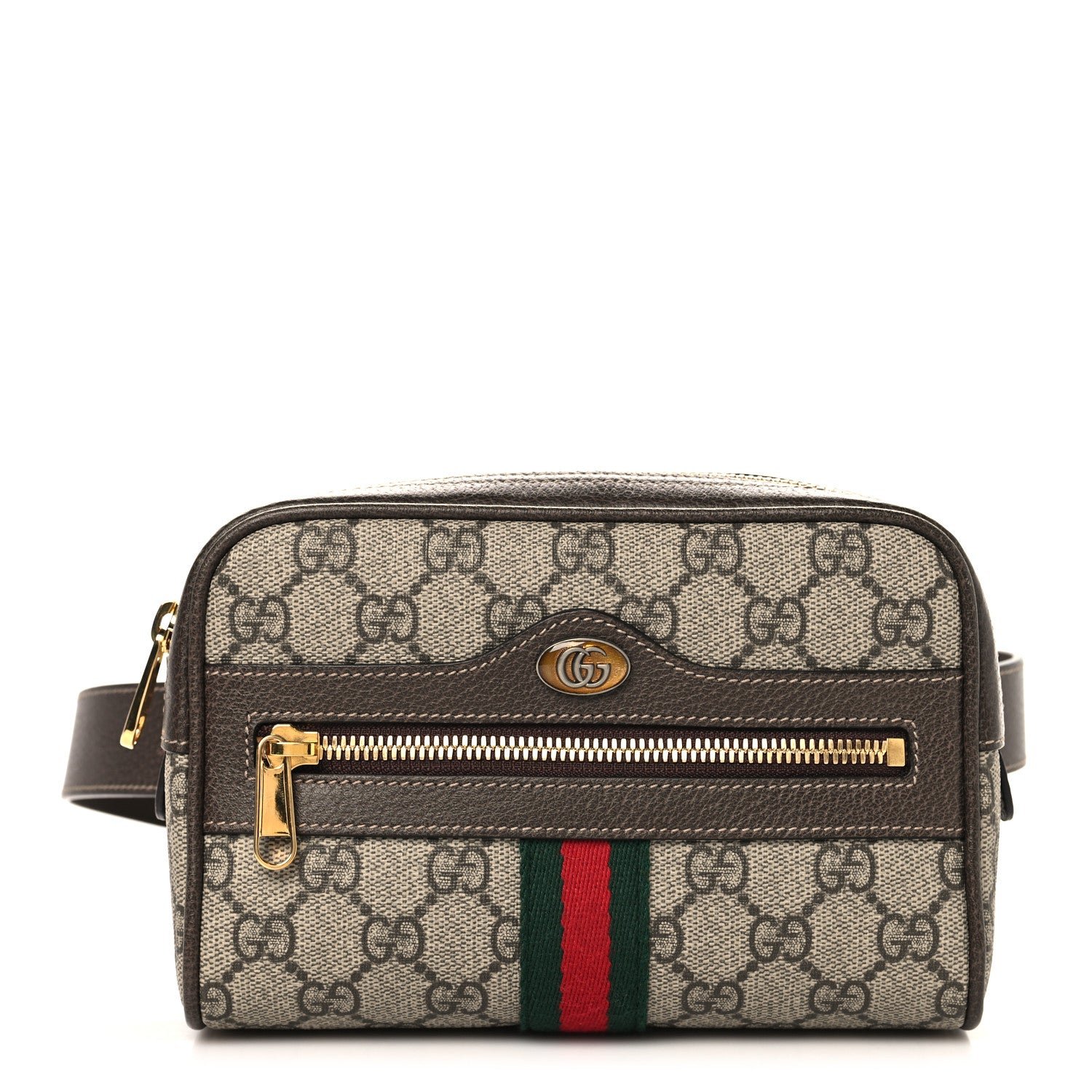 GG Supreme Monogram Web Small Ophidia Belt Bag 75 30 Dark Brown