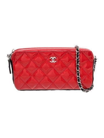 Quilted Double Zip Clutch w/ Chain