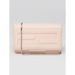 Fendi Fendi Pink Nappa Leather Tube Wallet on Chain Clutch Bag 8M0346