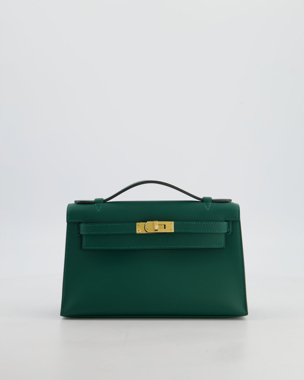 *RARE* Hermès Mini Kelly Pochette Bag in Vert Moyen Swift Leather with Gold Hardware