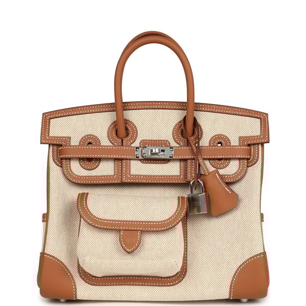 Hermes Hermes Birkin 25 Cargo Ecru-Beige Toile H and Gold Swift Palladium Hardware