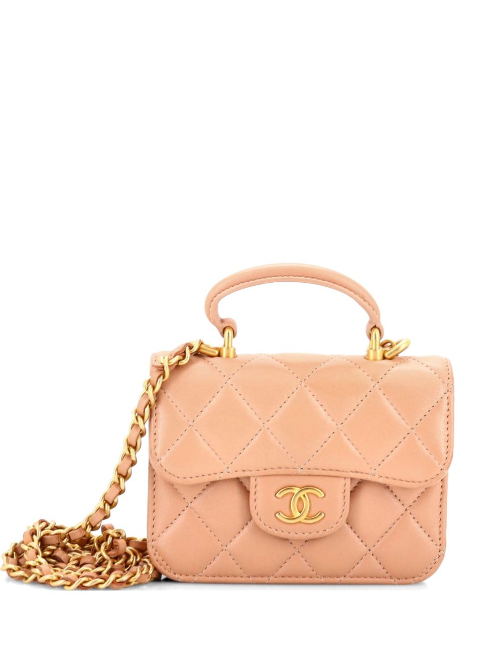 Top Handle Flap Coin Purse with Chain Quilted Lambskin crossbody bag