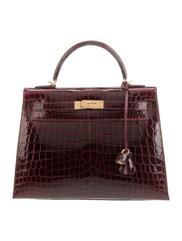 Hermes Shiny Niloticus Crocodile Kelly II Sellier 32