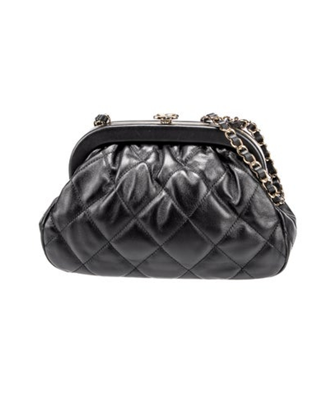 Chanel Quilted Cc Kisslock Clutch W Chain