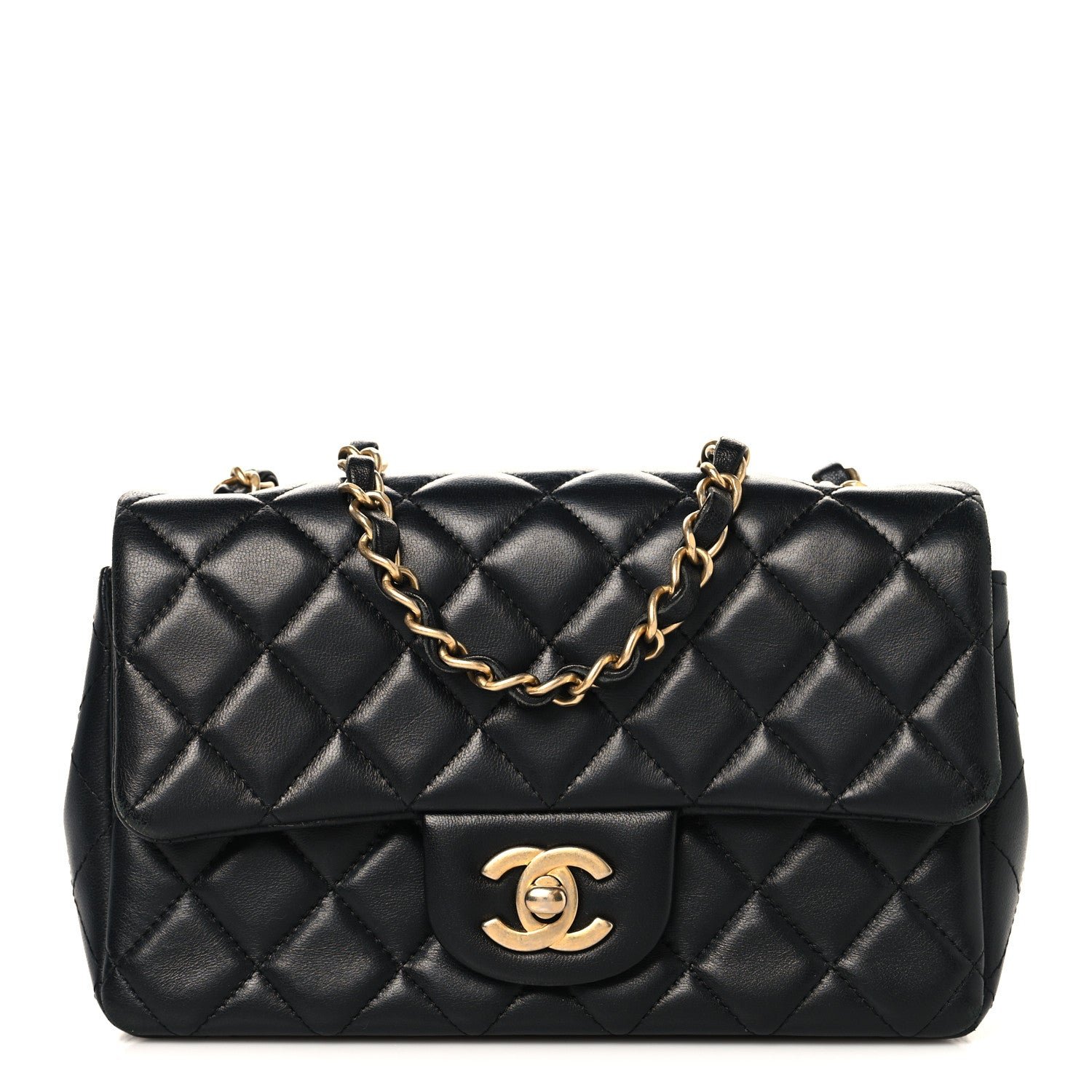Chanel Lambskin Quilted Mini Rectangular Flap Black