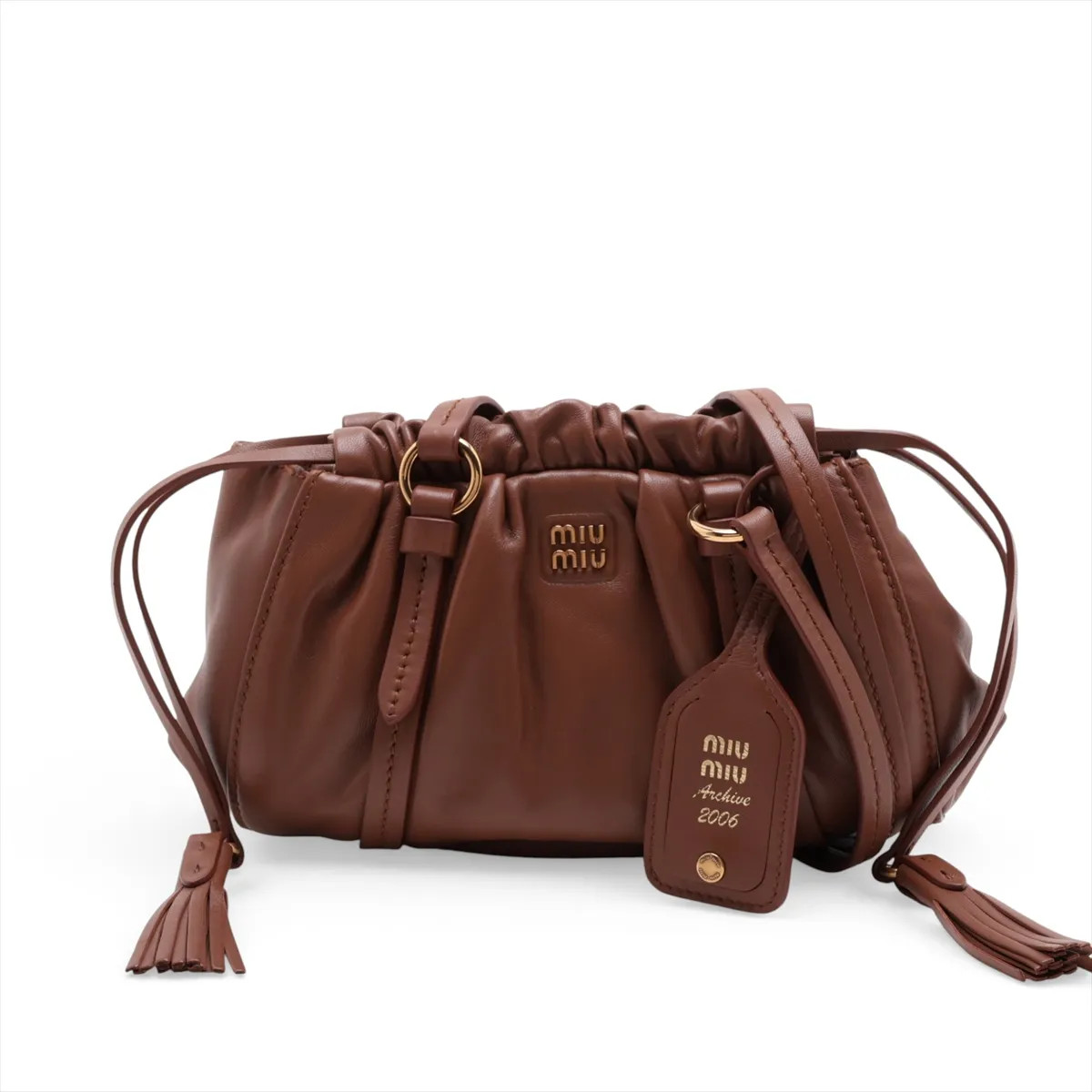 Miu Miu Joie Nappa Leather Shoulder bag Brown