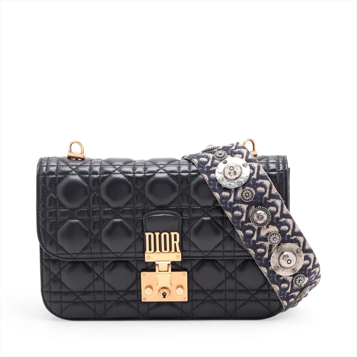 Christian Dior Cannage Addict Leather Shoulder bag Black
