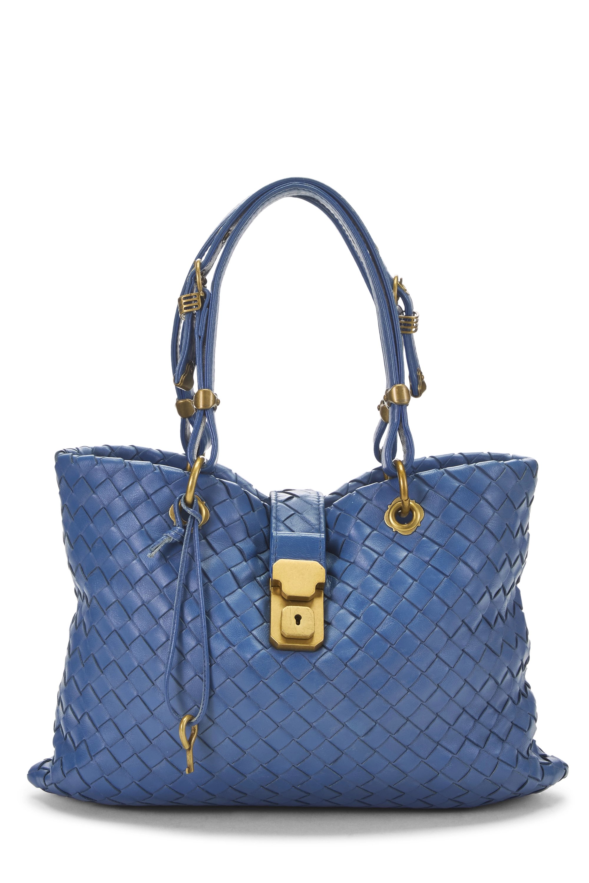 Blue Intrecciato Capri Tote Small