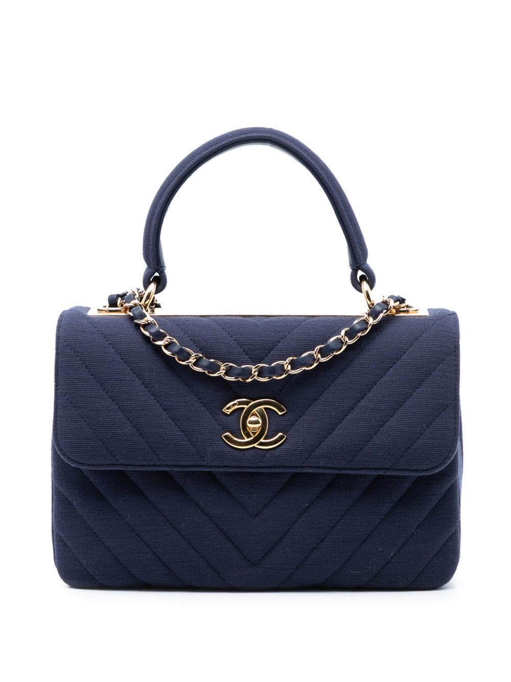 2018-2019 Small Chevron Jersey Trendy CC Top Handle Flap satchel