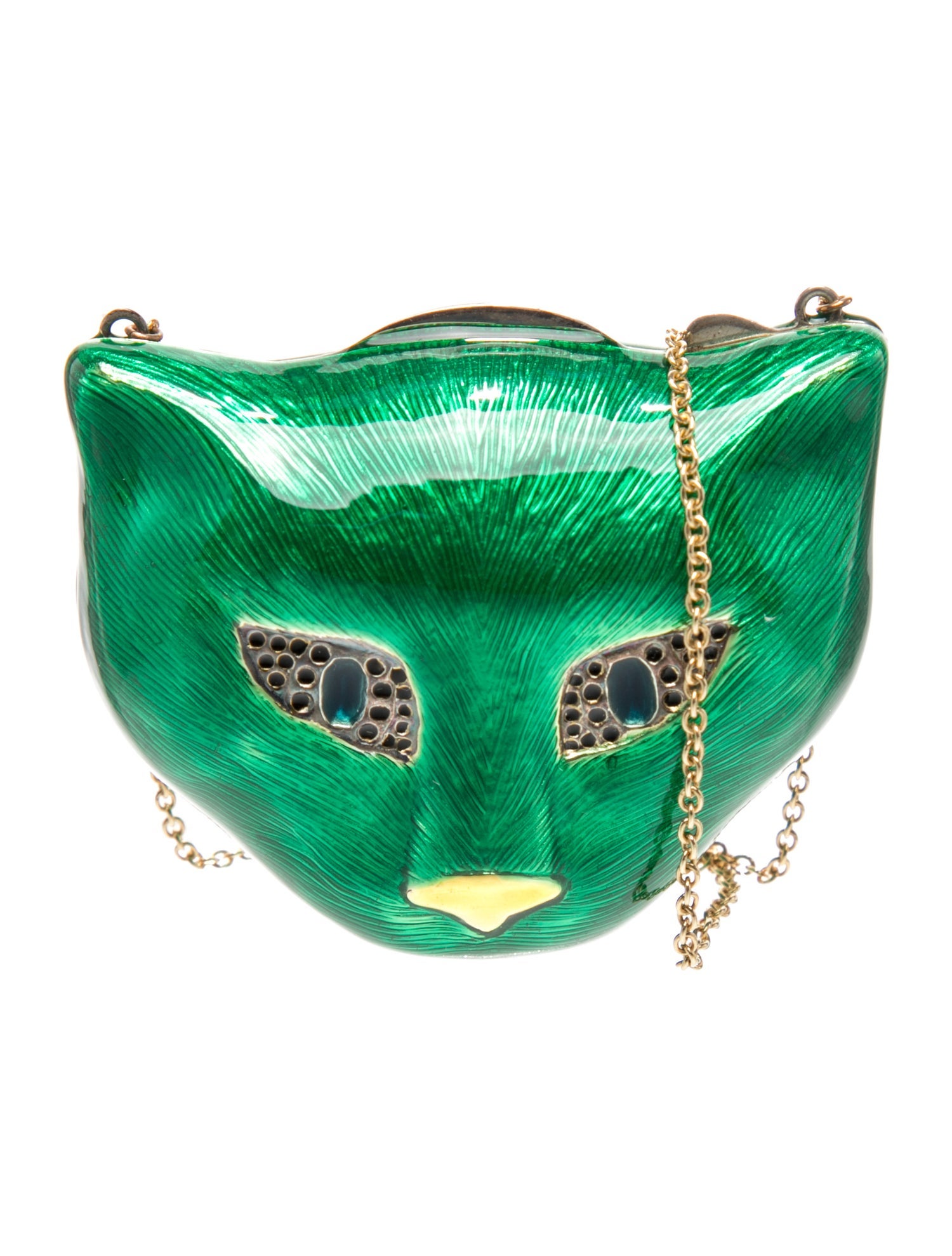 Metal Enamel Feline Head Small