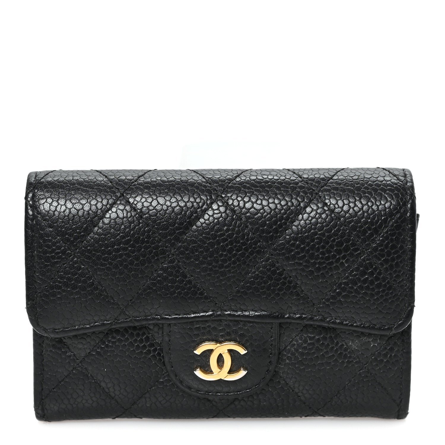 Chanel Caviar Quilted Flap Card Holder Wallet Black