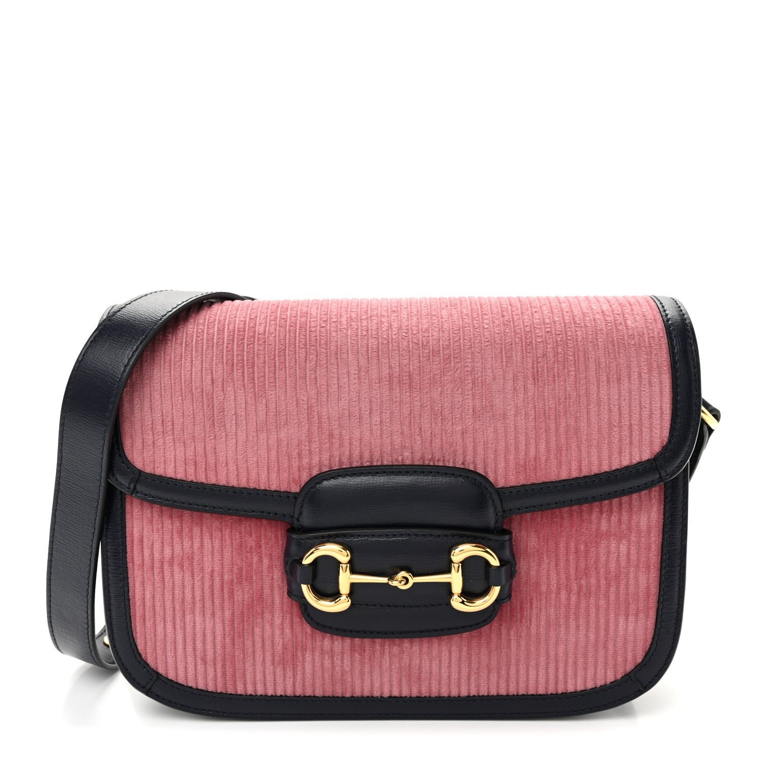 Gucci Lanzo Stretch Cord Azalea Calfskin Horsebit 1955 Shoulder Bag Lipstick Rose Blue