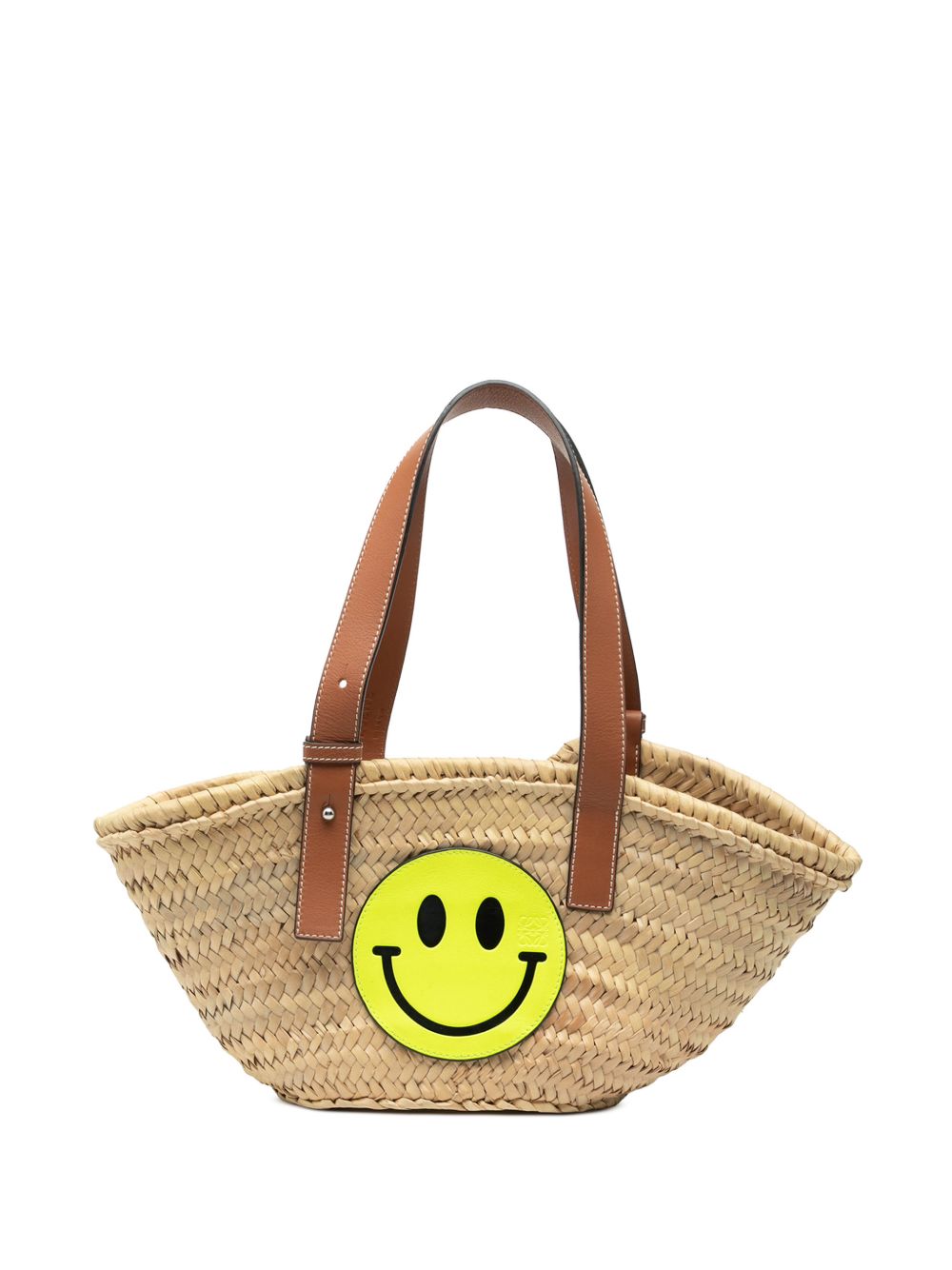 2020 Paulas Ibiza Smiley Small Raffia Basket tote bag