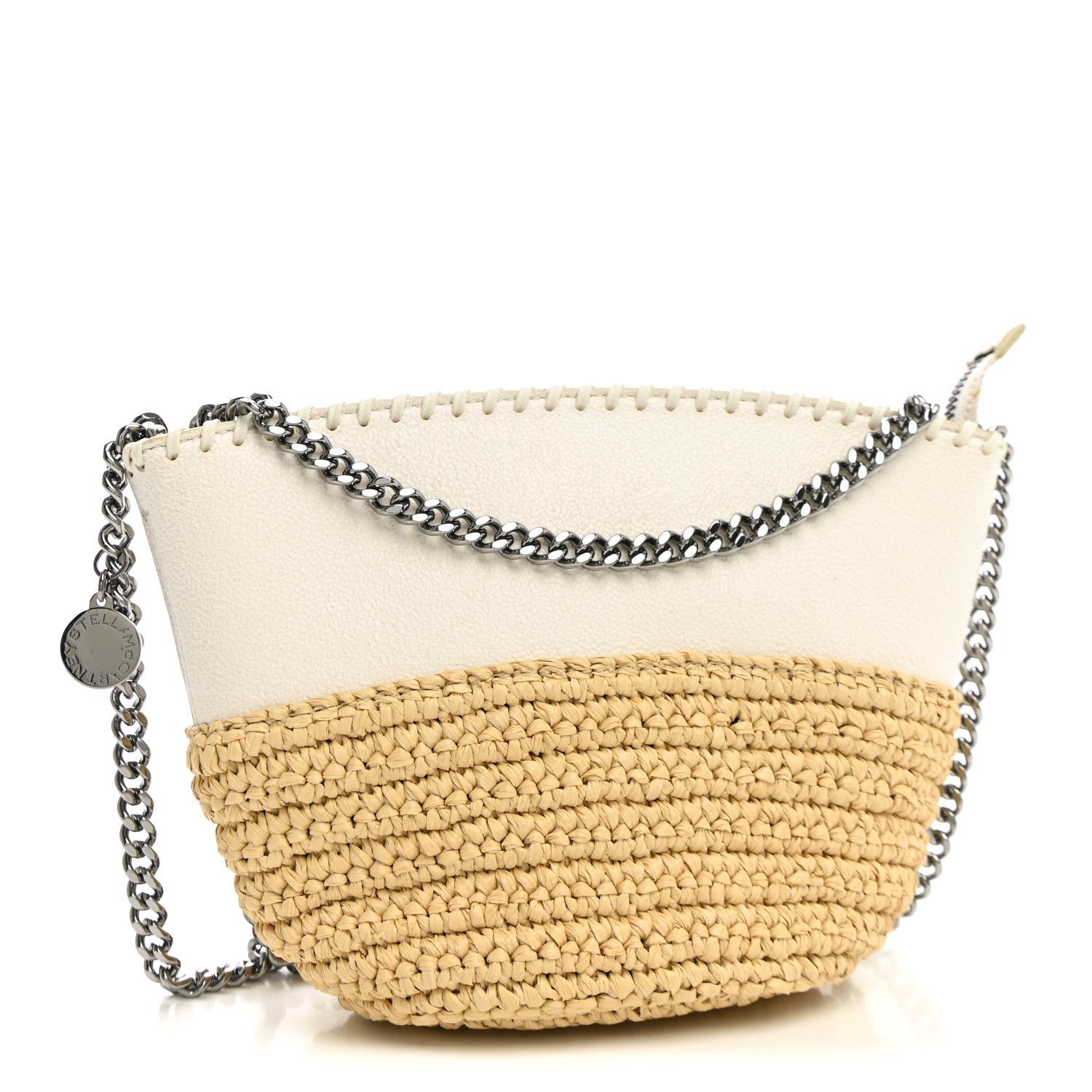 Stella McCartney Shaggy Deer Raffia Mini Shoulder Bag White