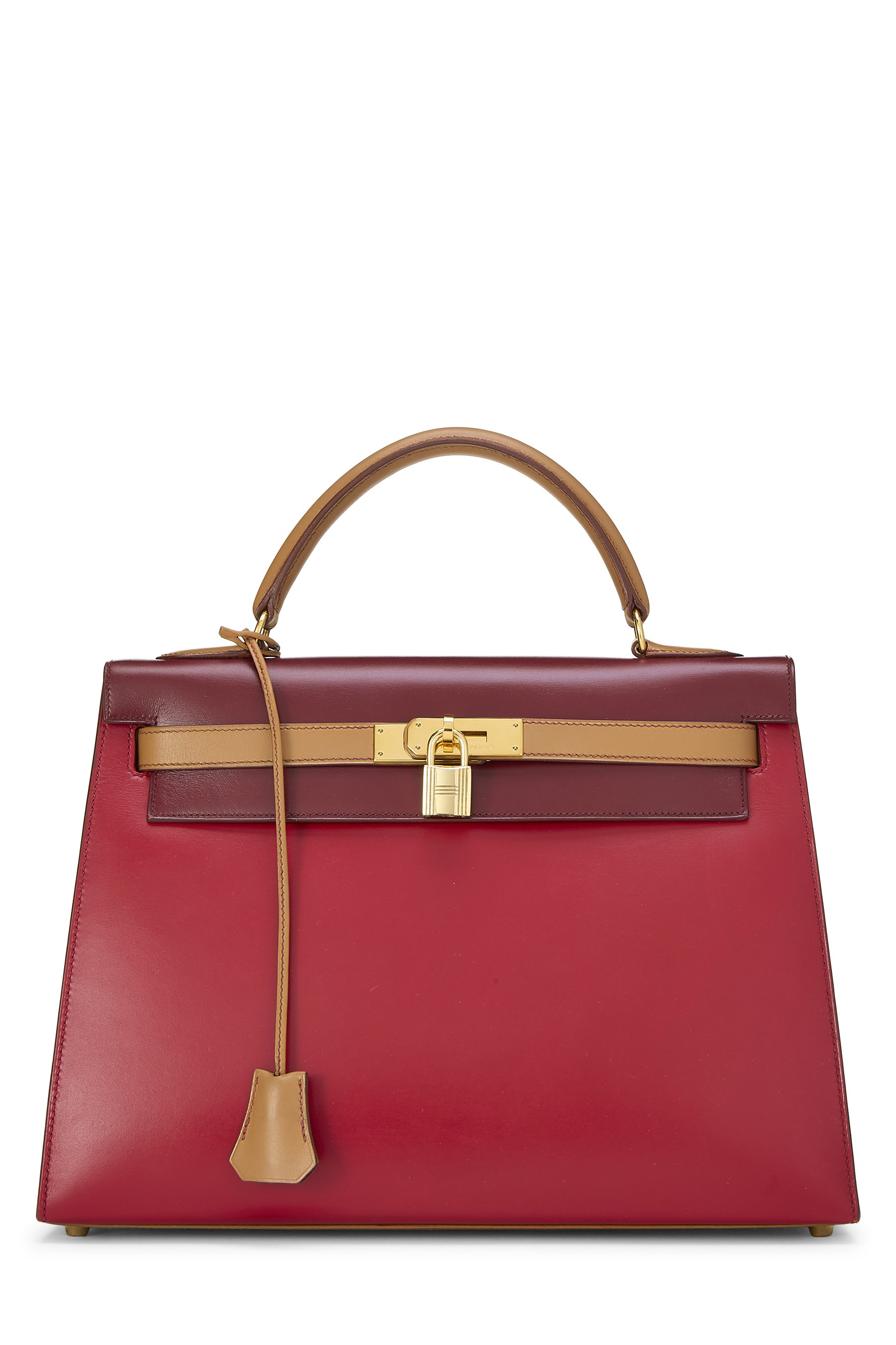 Hermès Tricolor Rouge Vif, Rouge H, and Natural Box Kelly Sellier 32