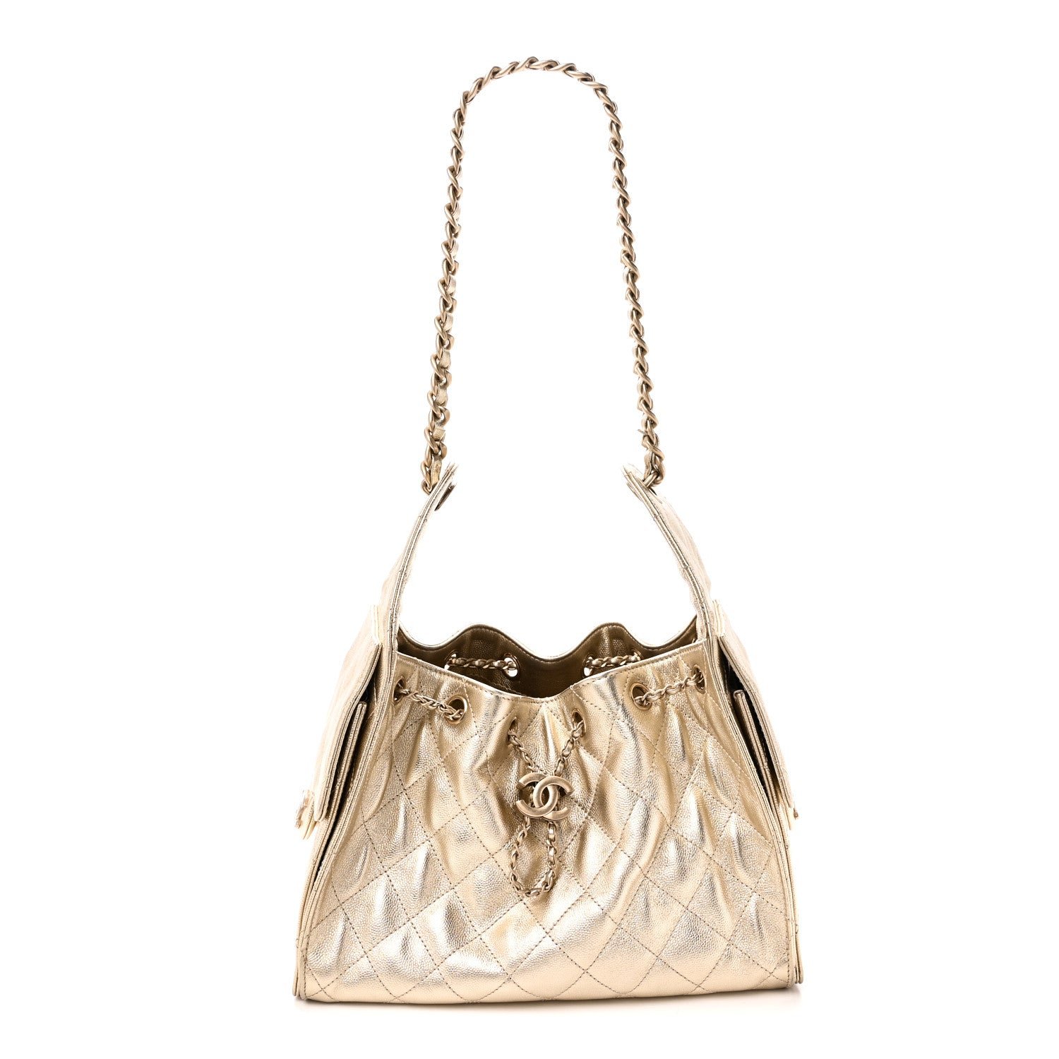 Chanel Metallic Caviar Quilted Small Chanel 25 Handbag Gold