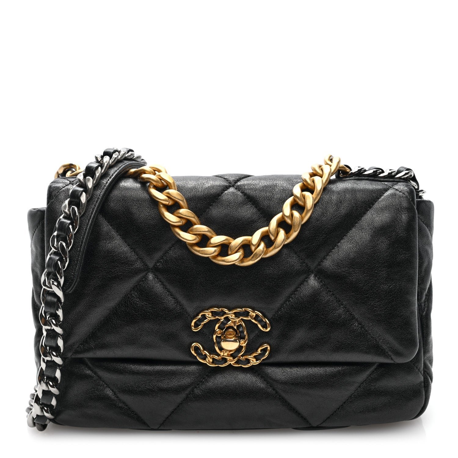 Chanel Lambskin Quilted Medium Chanel 19 Flap Black