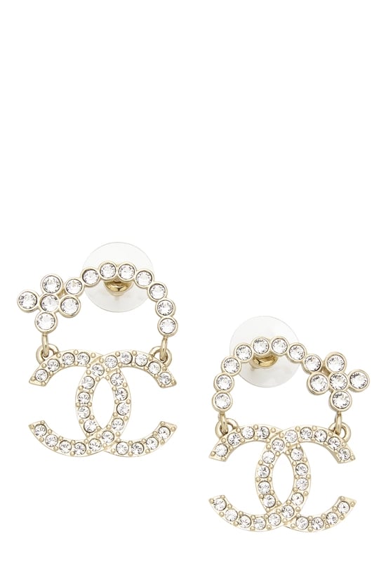 Gold & Crystal 'CC' Earrings