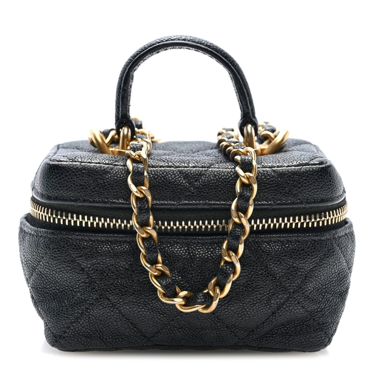Chanel Caviar Quilted Mini Top Handle Vanity With Chain Black