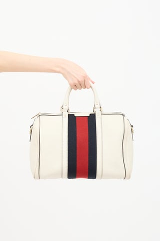 Leather Web Joy Boston Bag