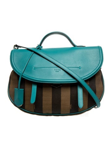 Pequin Blue Leather & Pequin Striped Canvas Top Handle Saddle Messenger Bag 2023