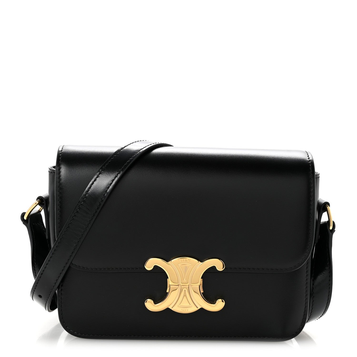 Celine Shiny Calfskin Teen Triomphe Black