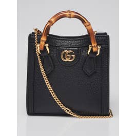 Gucci Gucci Black Pebbled Leather Diana Nano Tote Bag