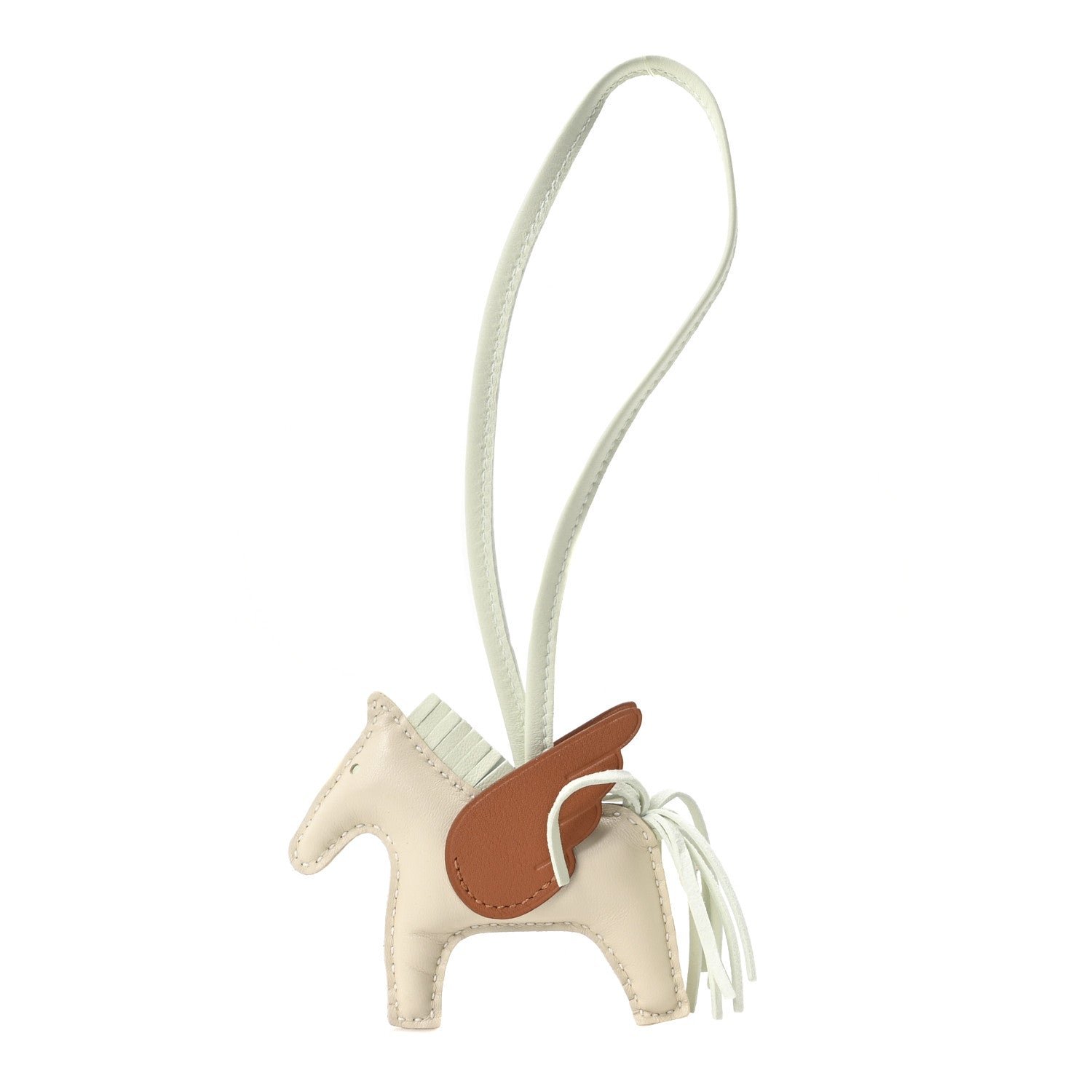 Hermes Milo Lambskin Grigri Rodeo Pegase Horse Bag Charm PM Craie Vert Fizz Gold