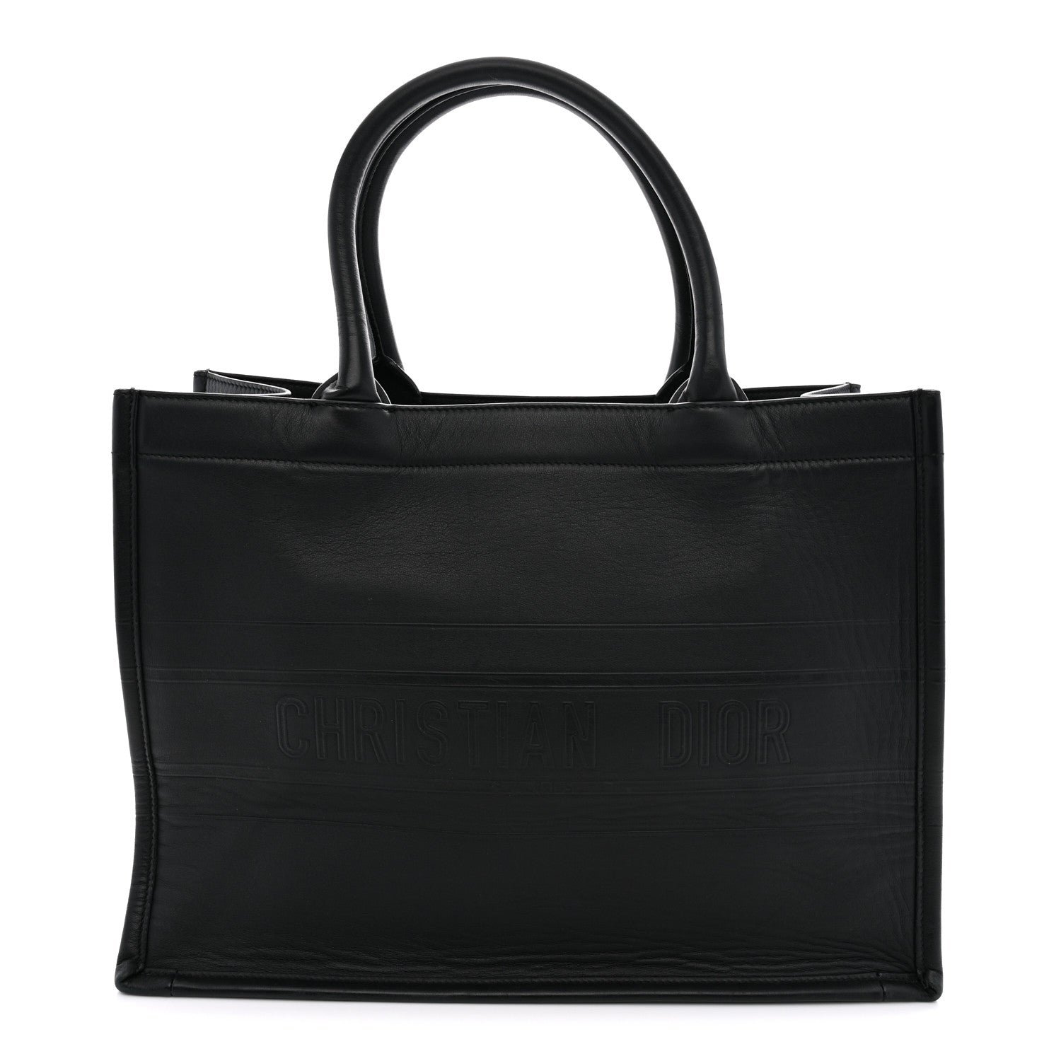 Christian Dior Calfskin Embossed Medium Book Tote Black