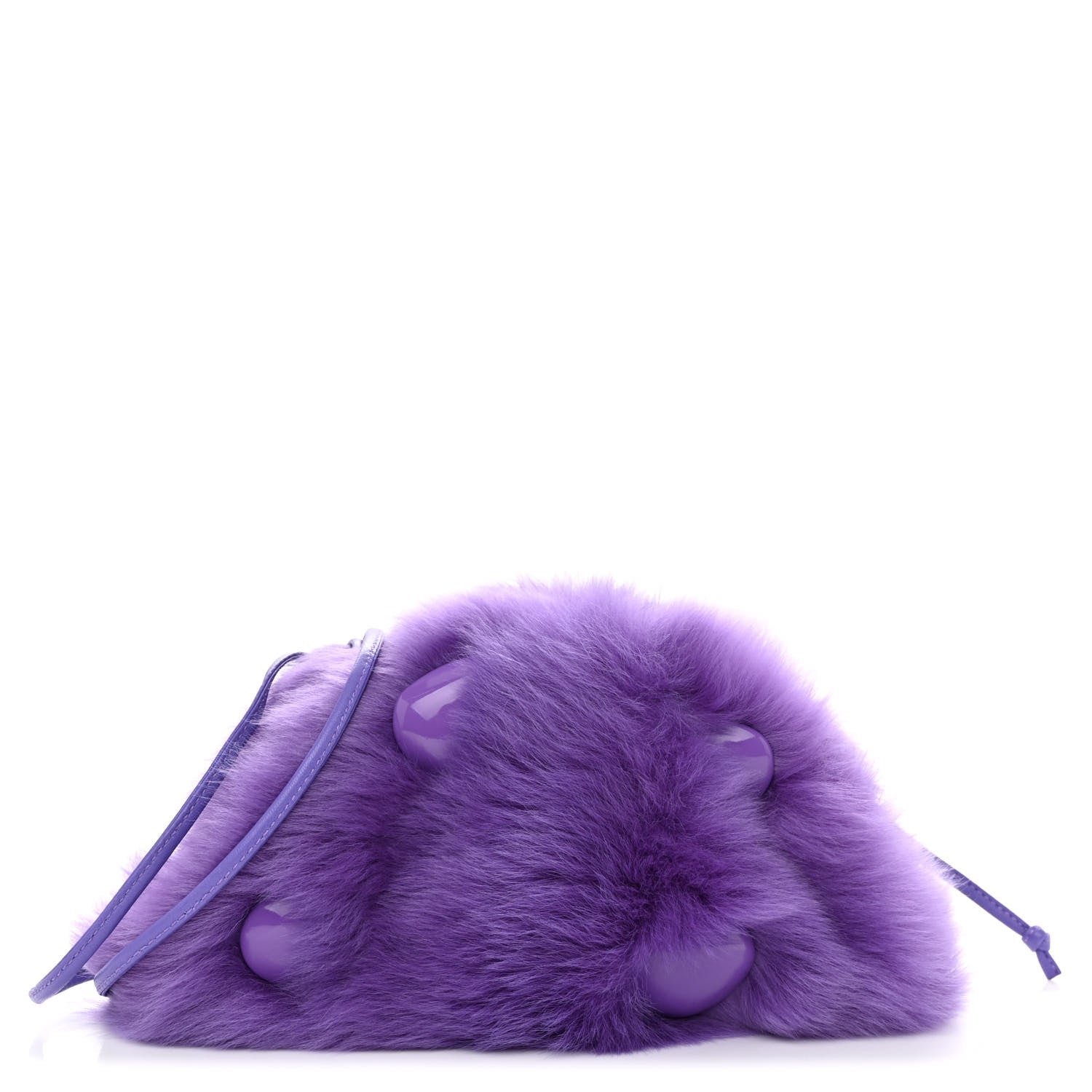 Bottega Veneta Shearling Lambskin Embellished The Mini Pouch Purple