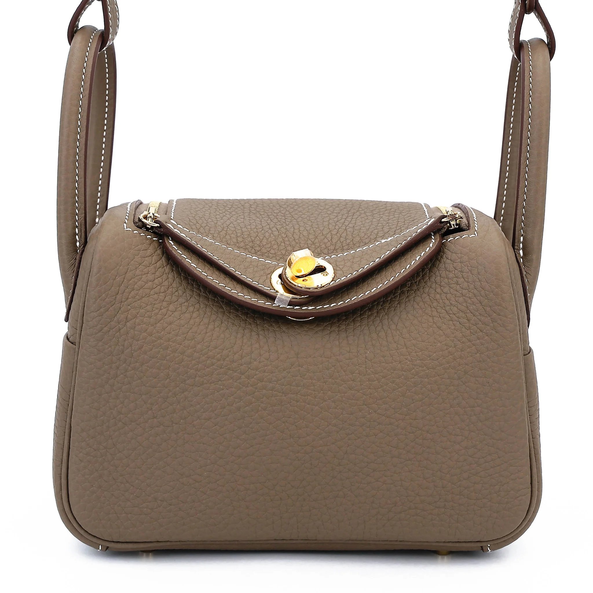 Brand New ( Rank N ) HERMÈS Mini Lindy Etoupe (18) Clemence Gold hardware G (2026)