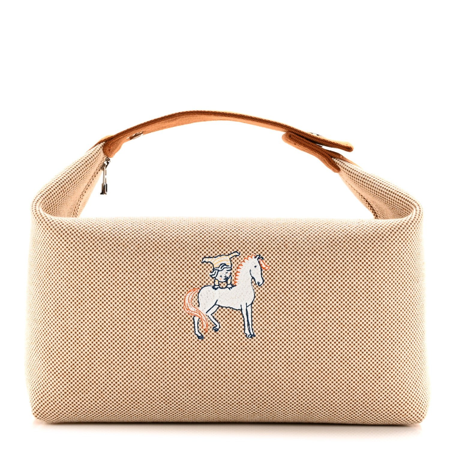 Hermes Canvas Large Bride-A-Brac Cabriole Case Biscuit