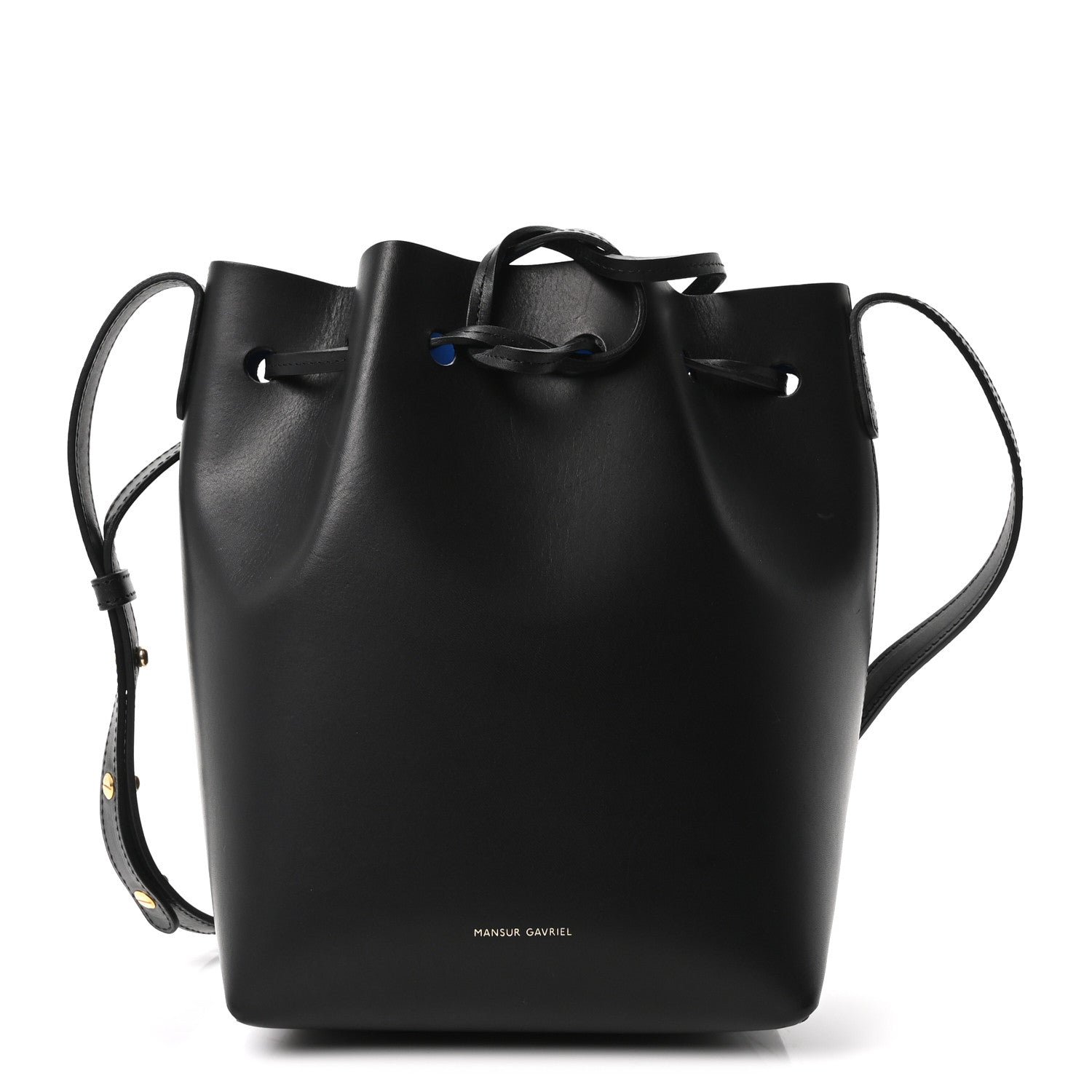 Mansur Gavriel Mansur Gavriel Calfskin Mini Bucket Bag Black Royal Blu