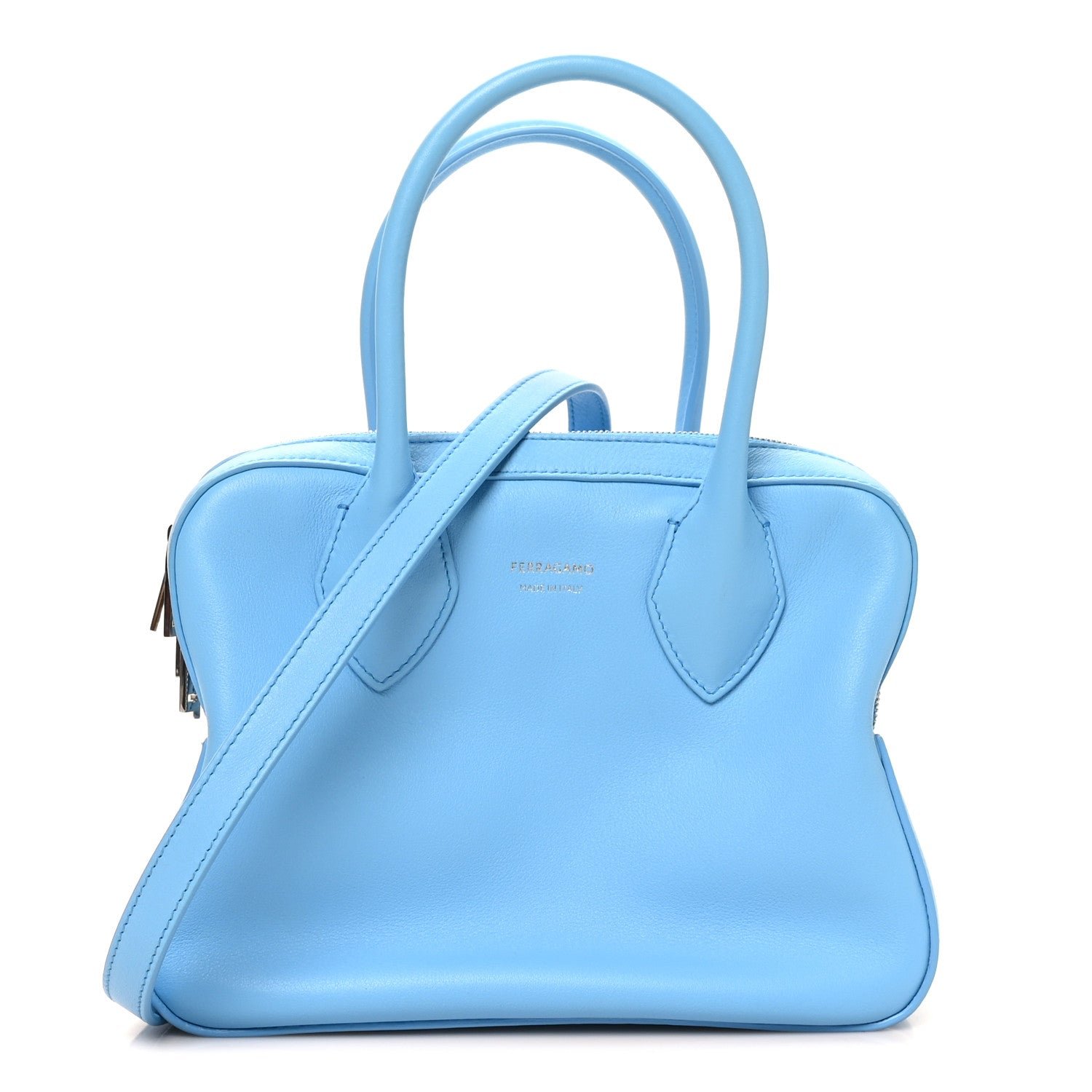 Ferragamo Salvatore Ferragamo Calfskin Star Top Handle Bag Blue