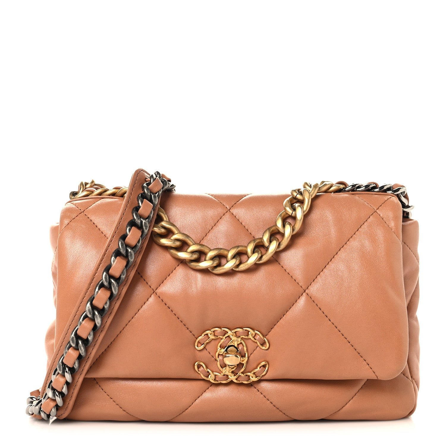 Chanel Lambskin Quilted Medium Chanel 19 Flap Brown