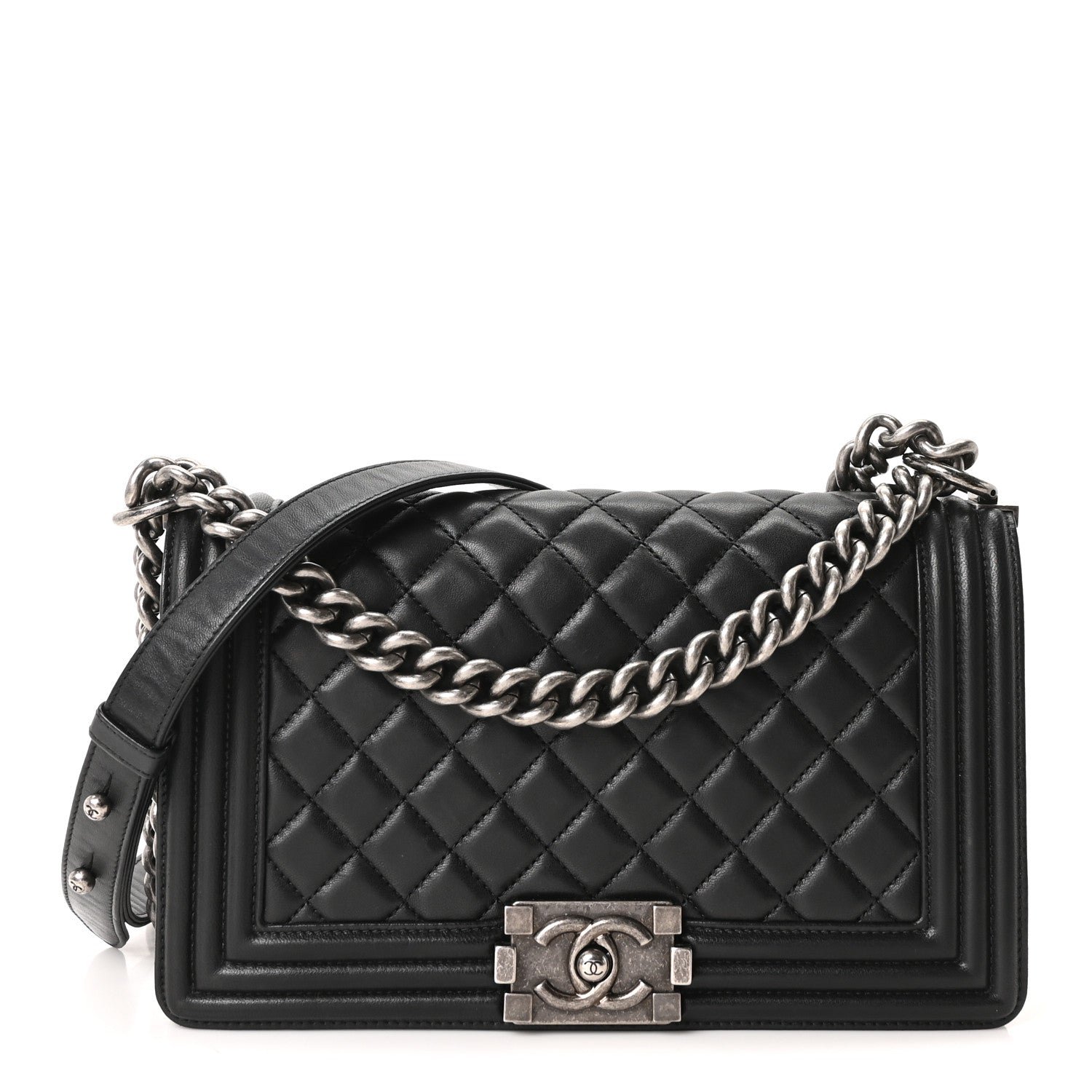 Chanel Lambskin Quilted Medium Boy Flap Black