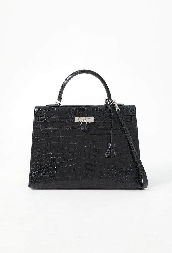 Hermes Bleu Marine Porosus Kelly Sellier 35