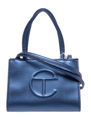 Vegan Leather Cobalt Shopping Bag Small